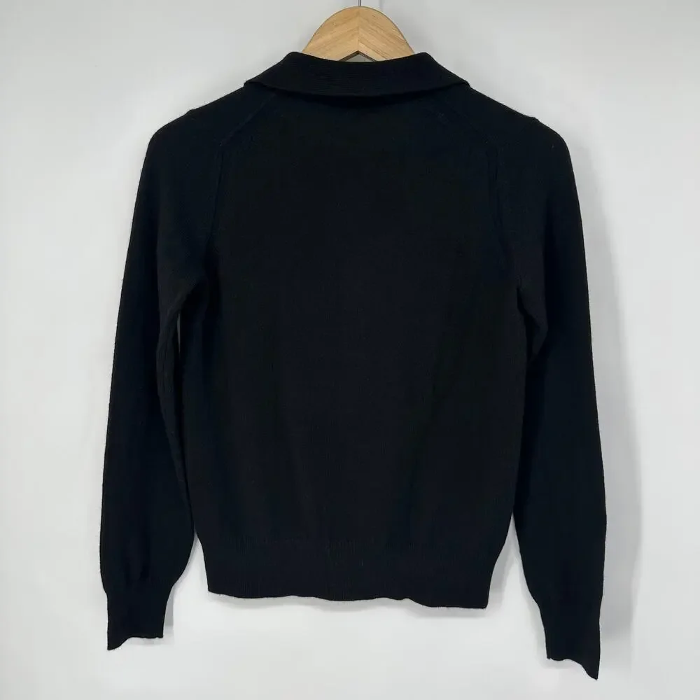 Margaret O’Leary 100% Cashmere Polo Sweater Collared V-Neck Pullover Preppy